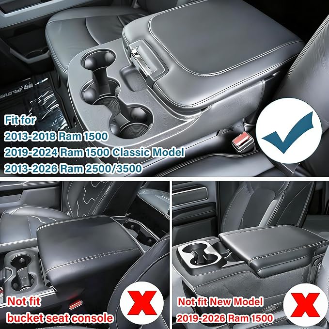 RAVOTOM Center Console Hanging Organizer Box Compatible with 2013-2024 Dodge Ram 1500 & 2013-2026 Ram 2500/3500 Interior Accessories Cup Holder Expander Storage Box (Jump Seat Only)