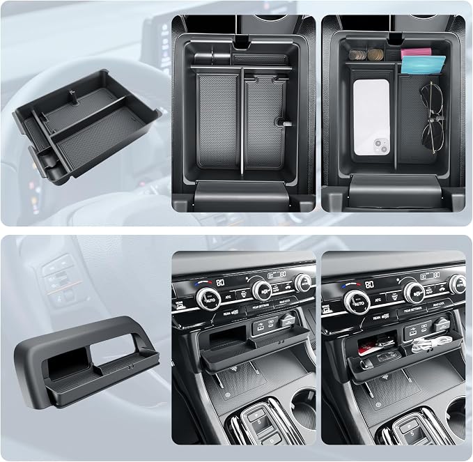 BIBIBO 2Pack for 2026 Honda Passport Center Console Organizer 2026 Honda Passport/Passport Hybrid Center Organizer Tray 2026 Passport Middle Insert Tray 2026 Passport Accessories