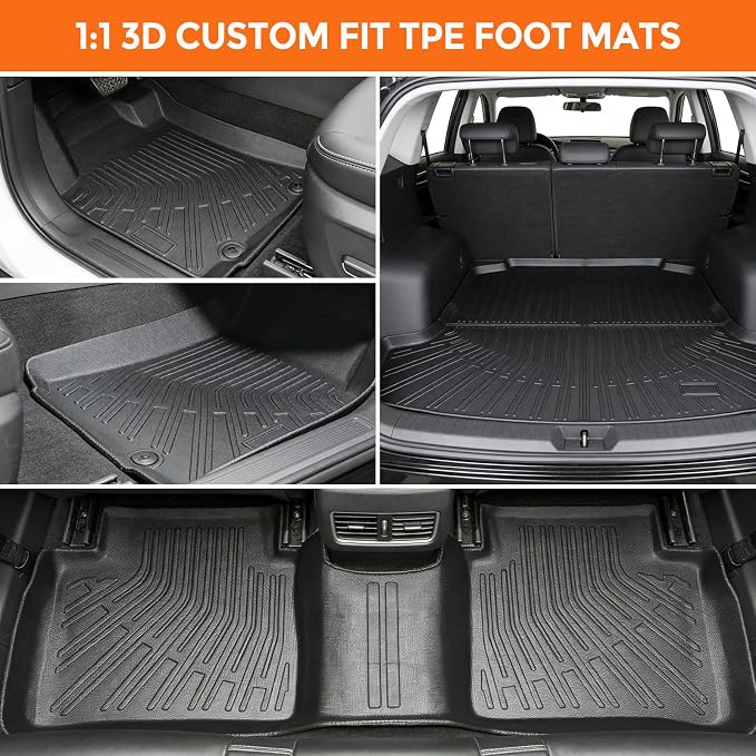 Floor Mats for Nissan Maxima 2016-2023, Heavy Duty TPE All Weather Protection, Waterproof Non-Slip Black Car Liners for S/SL/SR/SV/Platinum (Two-Row Floor Mats & Cargo Liner)