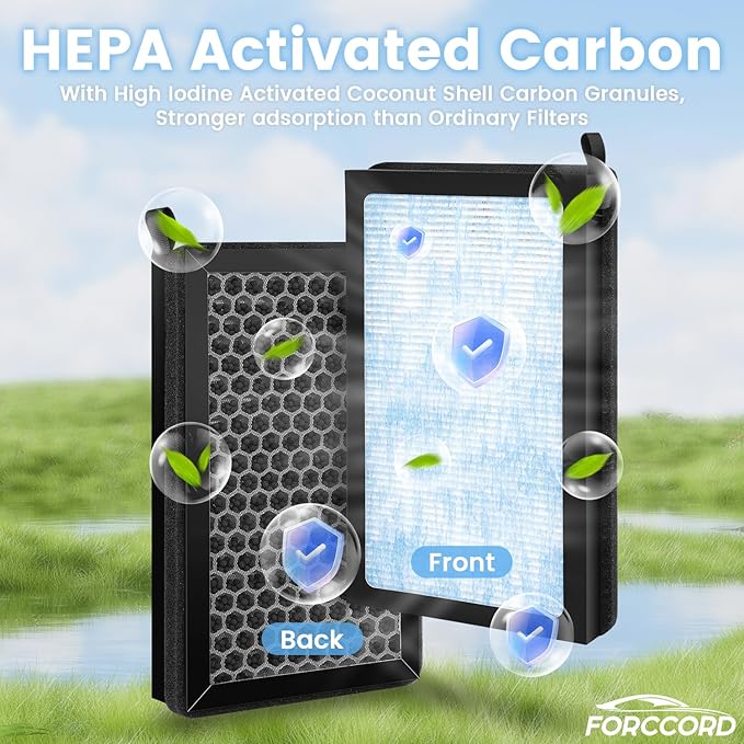 2-Pack HEPA Cabin Air Filter Fits for Tesla Model 3 Model Y 2016-2024 2025 Activated Carbon Cabin Filter Replacement Tesla Car Accessories
