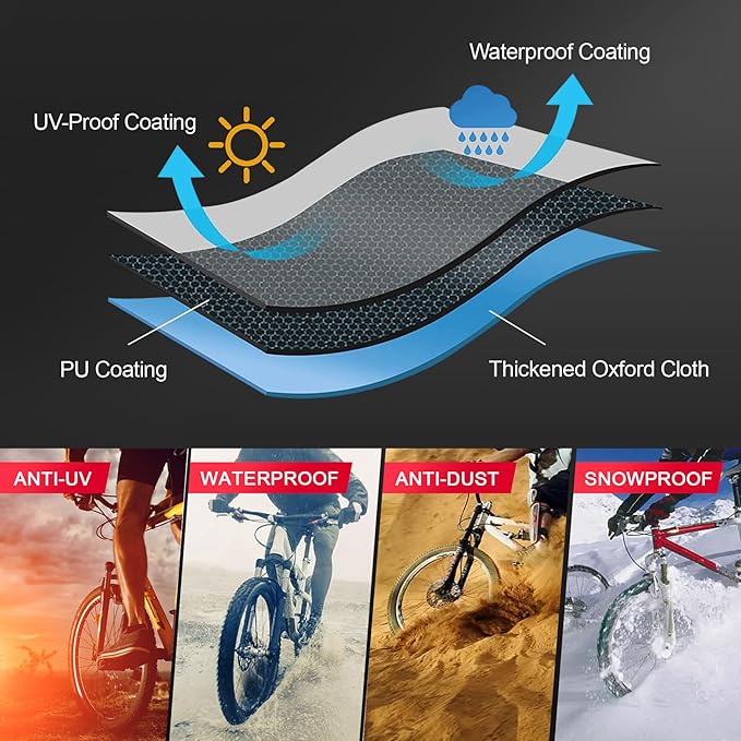 Zettum Bike Cover for 2 Bikes - Outdoor Bike Covers for Stationary 2 Bikes Heavy Duty & Waterproof, 600D Bicycle Covers for 2 eBike, Mountain Bike, Road Bike, Hybrid Bike, Beach Cruiser Bike Storage