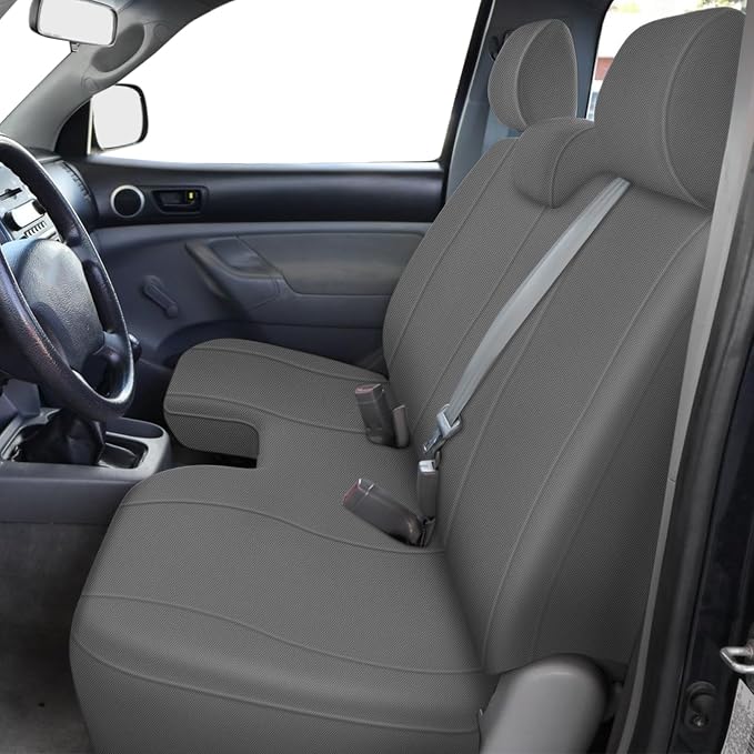 Truck Bench Seat Cover Compatible with 2005-2014 Toyota Tacoma with Large Notched, Charcoal