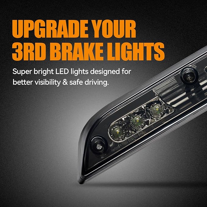 Third 3rd Brake Light LED for 2015-2020 Ford F150, High Mount Rear Brake Lights Assembly for 2017-2020 F250/F350/F450 Super Duty, Waterproof Center Cab Lamp Stop Light