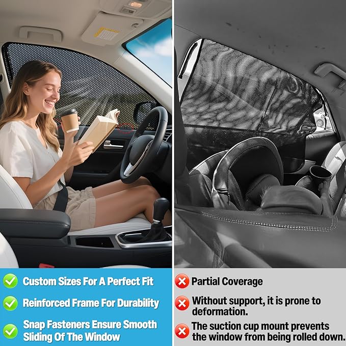 ZATOOTO Car Window Shades for Toyota Camry 2024-2025, 4 Pack Camry Sun Shade Side Window, Breathable Mesh Car Window Screen for Camping Napping Baby UV Protection