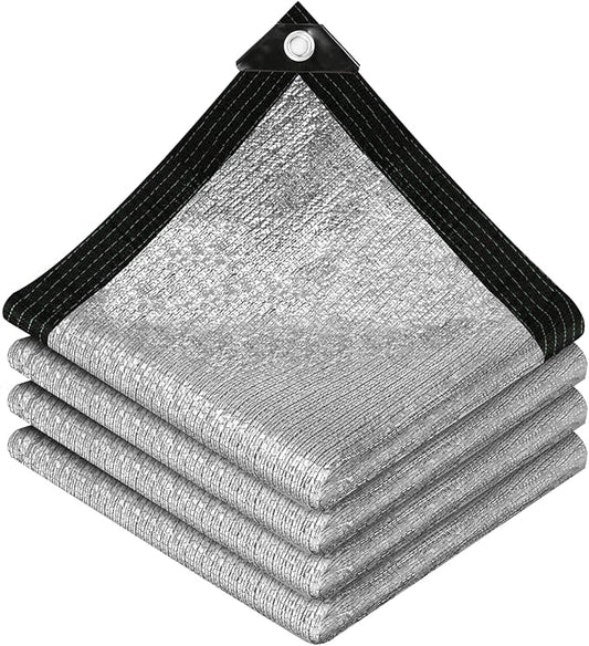 vensovo 95% Aluminum Shade Cloth - Reflective Aluminium Shade Netting Sun Shade Cover with Grommets for Cars, Dogs, Outdoor, RV, Patio (12x16FT)