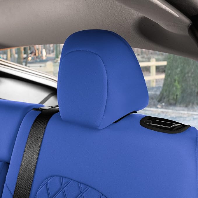 FH Group Custom Fit Car Seat Covers Specifically Made for 2020-2025 Tesla Model Y Ultraflex Neoprene Water Resistant Automotive Seat Covers - Full Set Solid Blue