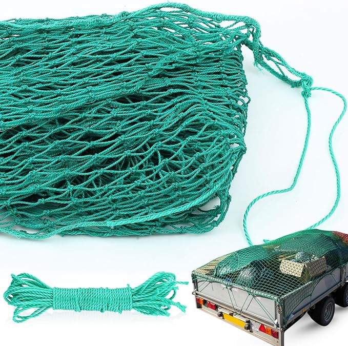 SATINIOR 24 x 12 ft Heavy Duty Cargo Net Truck Bed Network Cover with 18pcs Ropes Bungee Cargo Net Car Sealing Network Rope for Trailer Pickup Truck