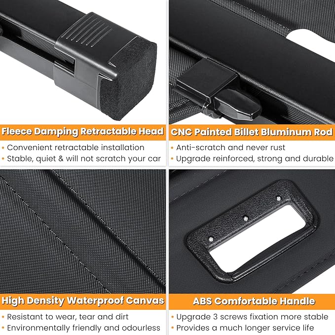 Trunk Cargo Cover for Chevy Chevrolet Equinox GMC Terrain 2018 2019 2020 2021 2022 2023 2024 2025 Retractable Rear Trunk Cargo Luggage Security Shade Cover Shield Waterproof Upgraded Version (Black)