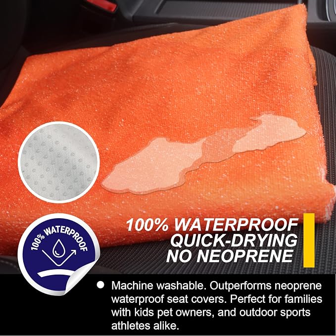 Back Seat Cover for Car Trucks Van SUV Jeep,Waterproof Rear Bench Towel Seat Covers for Dogs and Kids,Automotive Backseat Protector (Orange)
