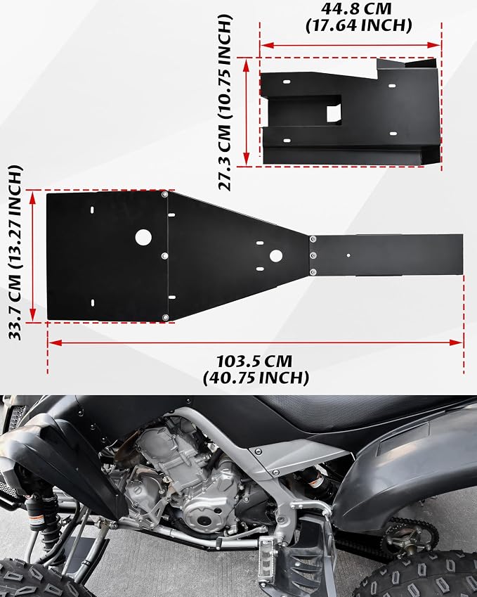 SAUTVS Aluminum Frame Skid Plate & Swing Arm Skid Plate Gaurd Kit for Yamaha Raptor 700 700R 2006-2026 Accessories, Black Combined Full Chassis Protector