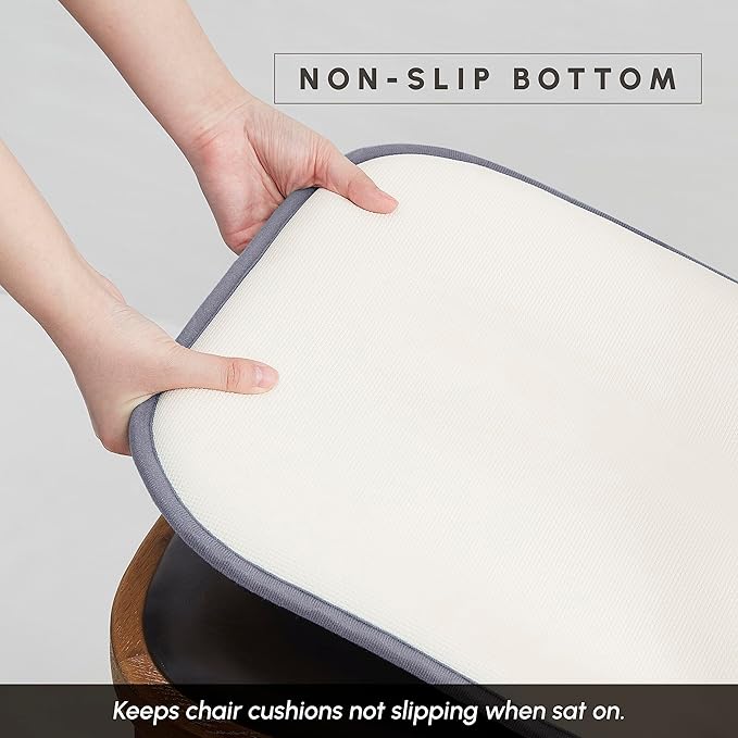 Elegant Comfort Chair Cushion Covers with Ties and Non Skid Rubber Backing-Thick Memory Foam - Soft Cushion Pad- Rounded Square Seat Cover- 16 x 16 Inches - Set of 8 Chevron Textured Pattern, Gray