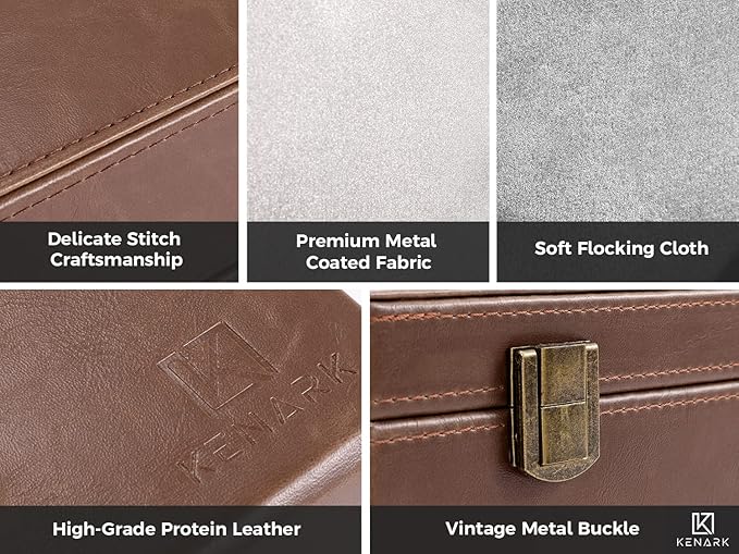 KK6 PLUS-BR Faraday Key Fob Protector Box, RFID Signal Blocking Shielding Box for Car Keys, Anti-Theft Vintage Faraday Cage with High-Grade Protein Leather, Brown - Size: L