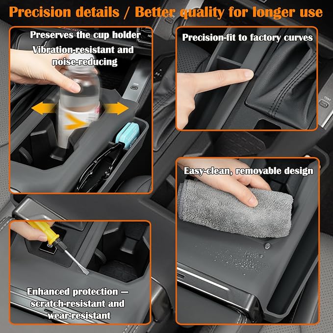 Console Silicone Storage Box Insert Compatible with Toyota 2026 RAV 4 XSE GR Sport Hybrid Limited XLE Woodland 2026 RAV 4 Interior Organizer Accessories
