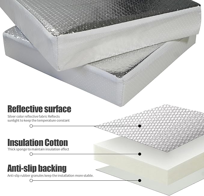 2PCS 22"x14"x3" Universal RV Vent Insulator, RV Skylight Cover with Reflective Surface, Skylight Shade Energy Savings Sunroof Fits for 22 Inch X 14 Inch RV/for Camper Vents