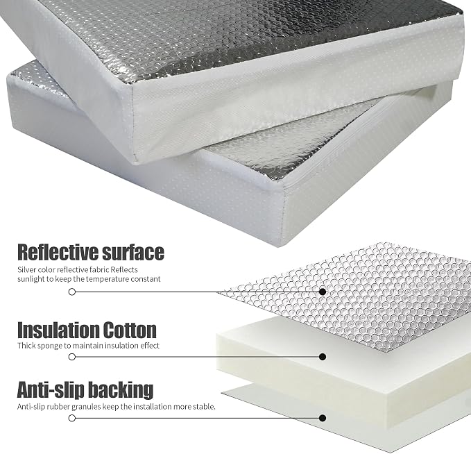 14"x14"x3" Universal Vent Insulator, RV Skylight Cover with Reflective Surface, Skylight Shade for Energy Savings and Sunroof Fits 14 Inch X 14 Inch RV/Camper Vents