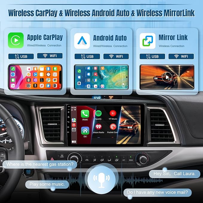 Naifay Android Car Stereo for Toyota Highlander 2014-2019, 2+32G 10.1inch IPS Touch Screen for Highlander Radio with Carplay Android Auto Bluetooth GPS WiFi SWC Camera + Can Bus