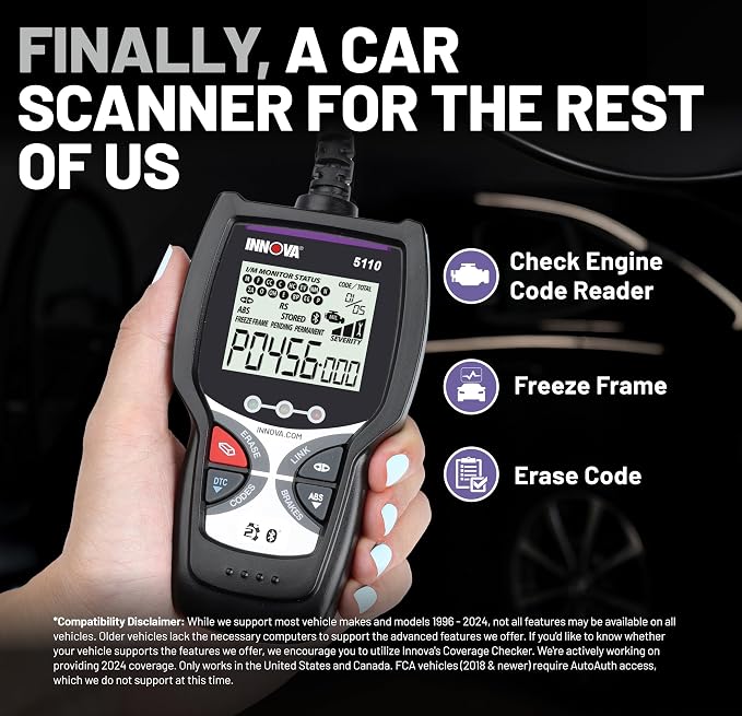 INNOVA 5110 Check Engine Code Reader - Super Simple Car Scanner for All Levels - Works on Most 1996 & Newer OBDII Cars