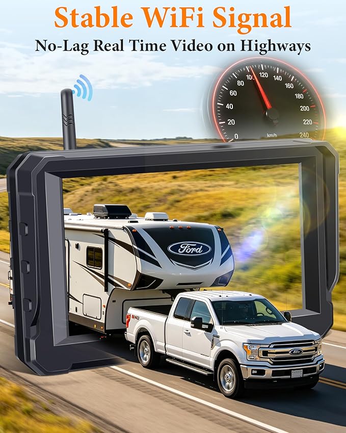 1080P HD Magnetic Wireless Backup Camera: Easy Install in Seconds | Clear Night Vision for Hitching & Parking - 25H Long Battery Life Solar Rear View Camera for Trucks, Pickups, Trailers