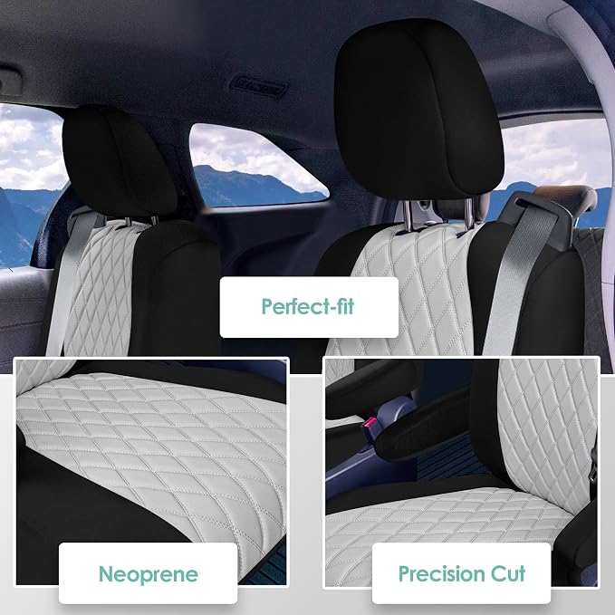 FH Group Custom Fit Car Seat Covers Specifically Made for Toyota Sienna 2021-2024, Gray Ultraflex Neoprene 2nd Row Set Automotive Seat Covers, 7 Seater SUV Seat Covers, Toyota Accessories