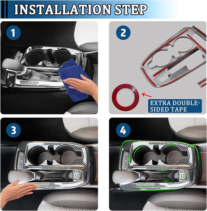 Center Console Gear Shift Panel Cover Anti Scratch Gear Shifter Trim Interior Decoration Accessories ABS Material Imitation Carbon Fiber Pattern for Chevrolet Trax 2023 2024 2025 Pack of 2