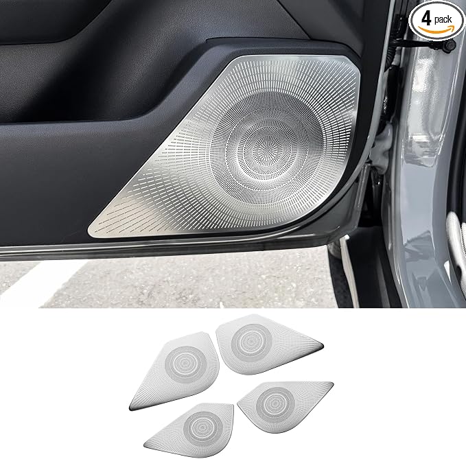 Stainless Steel Chrome Car Interior Door Speaker Cover Trim Speaker Frame Protective Sticker Compatible with Kia K4 2025 2026 Accessories (Silver Style)