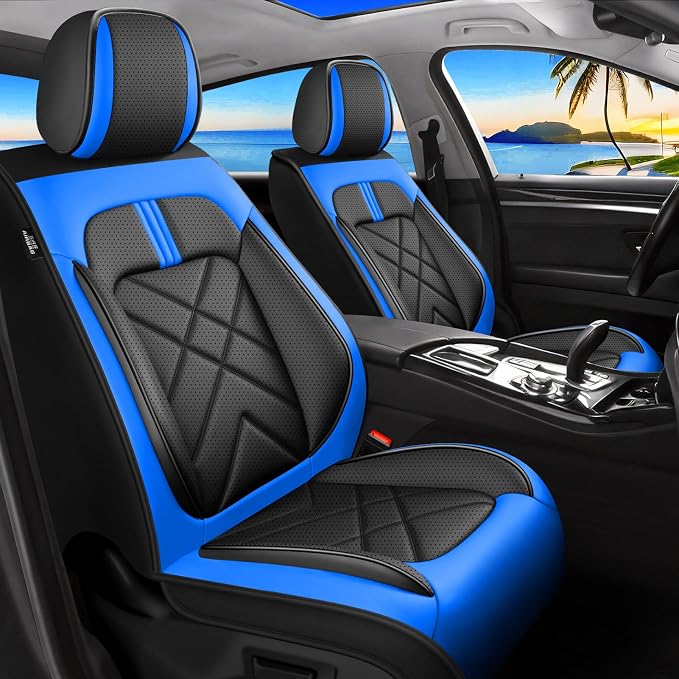 4Runner Car Seat Covers Custom Fit for Toyota 4Runner 2003-2026 Full Coverage Leather Waterproof Breathable Seat Cover, Automotive Seat Protectors, Airbag Compatible Front Seats, Black-Blue