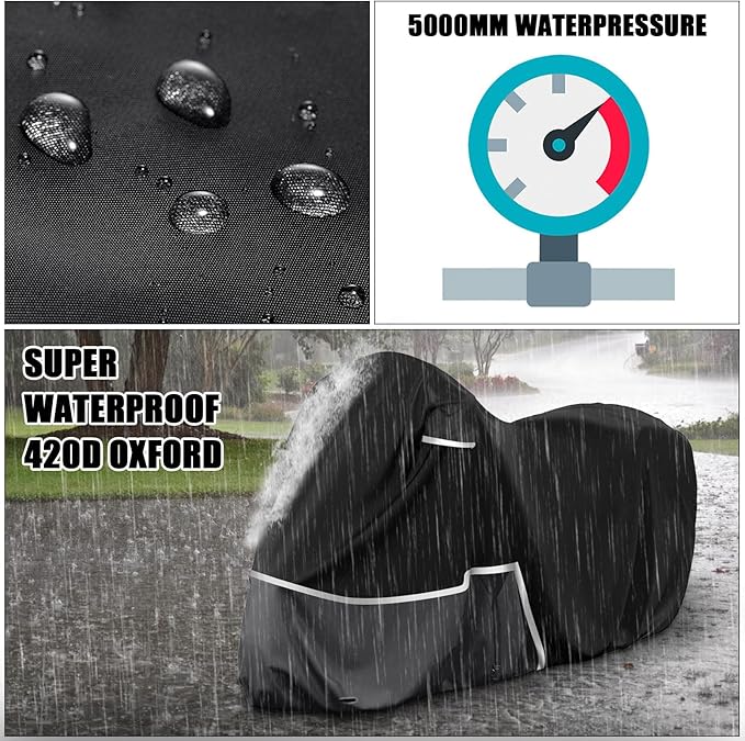 Waterproof Motorcycle Cover Replace for Honda Goldwing with Trunk Models, 420D Oxford Cloth GL1500, GL1800, Valkyrie Interstate Motorcycle Cover for Snow Rain Dust Protection