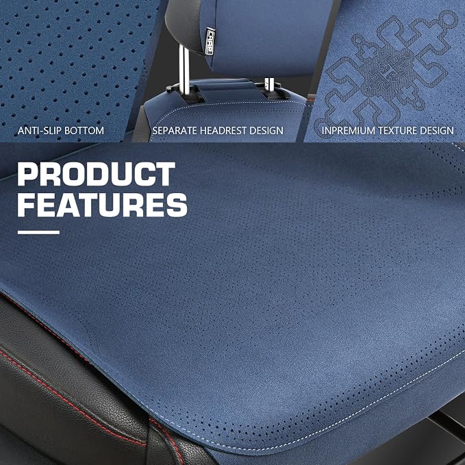 Protex Plus Series Full Set Seat Covers Microsuede Upholstery Universal for Cars Trucks SUV, Navy Blue, CA-SC-PRO-Plus-Full-NB
