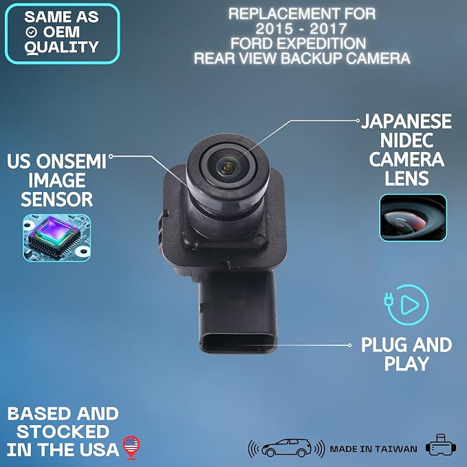Backup Camera for 2015-2017 Ford Expedition Rear Tailgate Parking View Cam | Fits OE FL1Z-19G490-A FL1Z-19G490-B FL1T-19G490-AD FL1Z19G490B FL1Z19G490A FL1T19G490AD, rear view reverse assist monitor