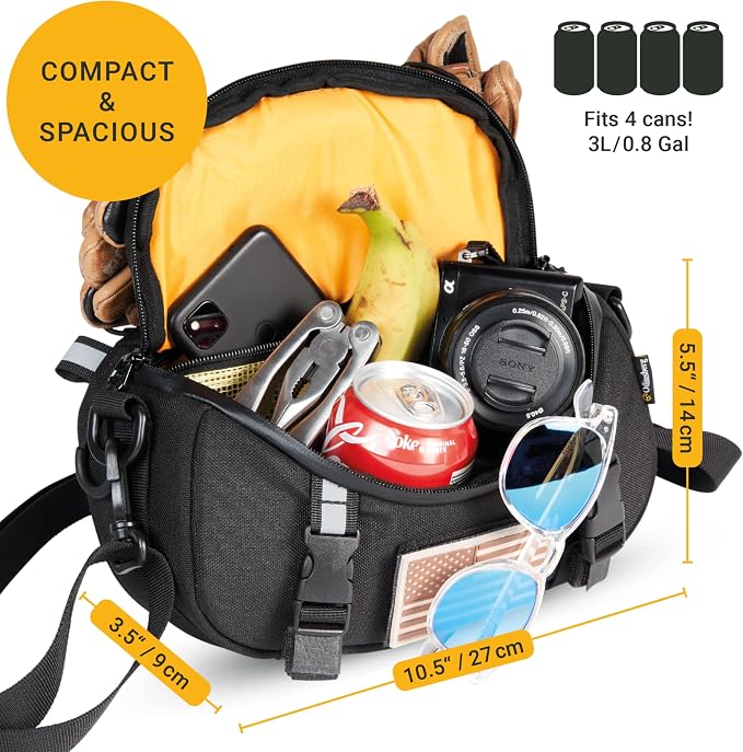 Odinsberg Multifunctional Bicycle & Motorcycle Handlebar Bag, 3L Water Resistant, Compatible with Most Handlebar Types, Black