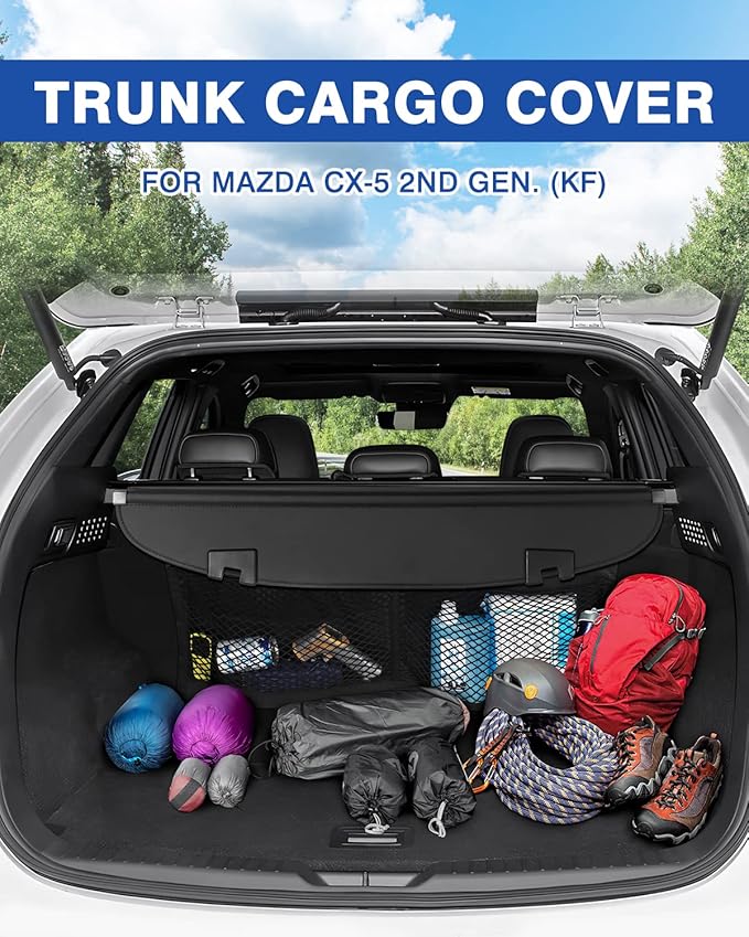 Autorder Upgraded Cargo Cover for Mazda CX-5 CX5 2017-2025 Accessories Trunk Shade Cover with Storage Cargo Net No Gap Retractable Security Shield Shade