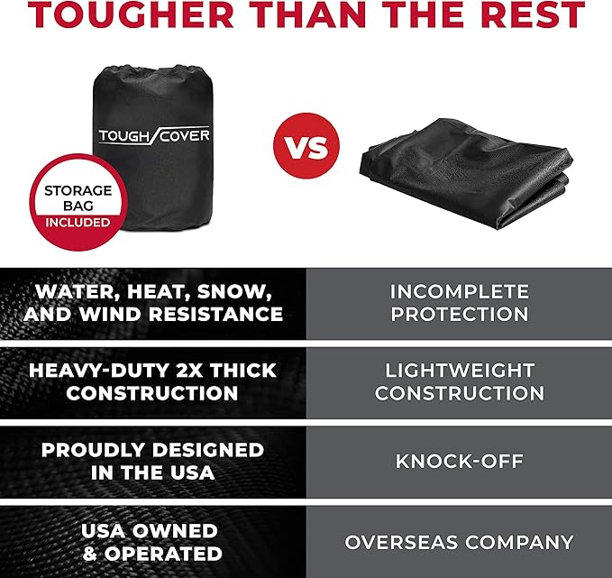 Tough Cover XL ATV Cover, Heavy Duty 600D Marine Grade Fabric, Quad Cover for Kawasaki, Honda, Polaris, Yamaha, and More. Protection Against Water, Wind, UV. 4 Wheeler Accessories (Black)