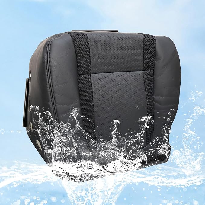 4PCS Driver and Passenger Side Bottom & Top Lean Back Leather Seat Cover Black Compatible with Ford F150 2010 2011 2012 2013 2014