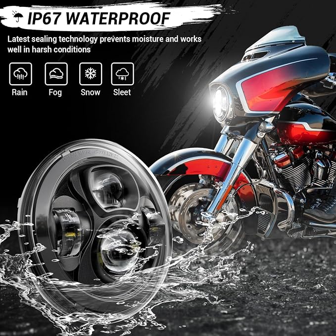Z-OFFROAD New Motorcycle 7 Inch LED Light DOT Kit Compatible with Harley Davidson Touring Street Glide Road King Special Electra Glide Ultra Classic Fat Boy Heritage Softail Switchback Black