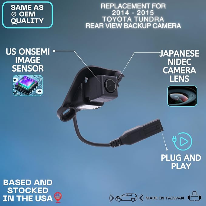 Backup Camera for 2014-2015 Toyota Tundra Rear Tailgate Parking Cam | Replaces OE part 86790-0C020, rear view reverse parking assist backup monitor high definition hd video sensor