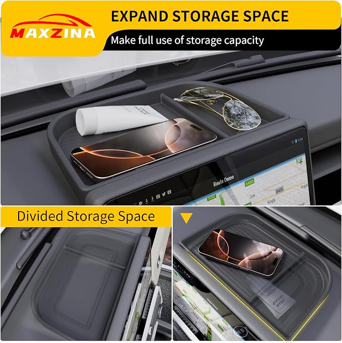 Center Console Organizer Bundle with 2025 2026 Maverick Dashboard Storage Organizer Silicone Dash Insert Divider Storage Tray Behind Screen Dashboard Layer Storage Box for Maverick Accessories