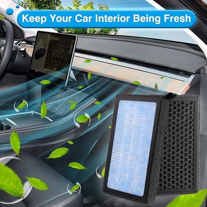 Cabin Air Filter for Tesla Model 3 Model Y 2016-2026, 2 Pack HEPA Air Filter Replacement with Activated Carbon Premium Interior Accessories for Tesla