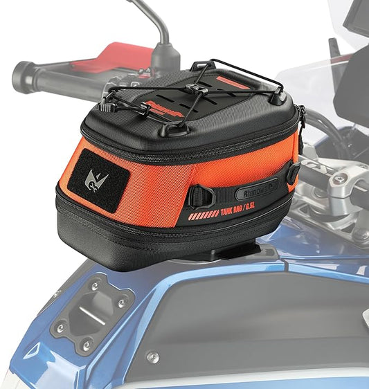 Rhinowalk Motorcycle Tank Bag 5L-6.5L with Strong Magnetic Quick Release Magnetic Tank Bag with Rain Cover fits Harley Davidson, Indian, Honda, Yamaha, Suzuki and More-Orange