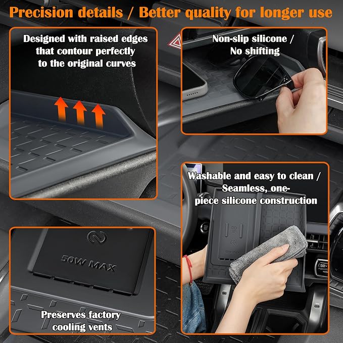 2026 RAV 4 Center Console Wireless Charging Mat Organizers Compatible with Toyota 2026 RAV 4 XSE GR Sport Hybrid Limited XLE Woodland 2026 RAV 4 Interior Accessories,Center Upper Level Trays