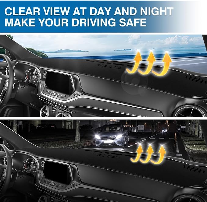 KUST Black Dash Cover for Chevy Chevrolet Blazer 2019-2024 2025 2026 (Not fits for Blazer EV) Polyester Non-Slip Dashboard Cover Interior Accessories for Blazer Custom Fit Dash Mat Sunshade Glare