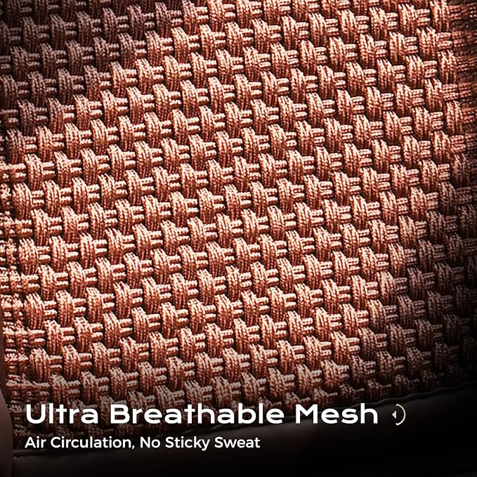 Coverado Car Seat Covers Full Set, 5 Seats Car Seat Protector, Leather Woven Universal Breathable Car Seat Cover Front Seats Back Seats, Car Seat Cushion Fit for Most Vehicles Brown