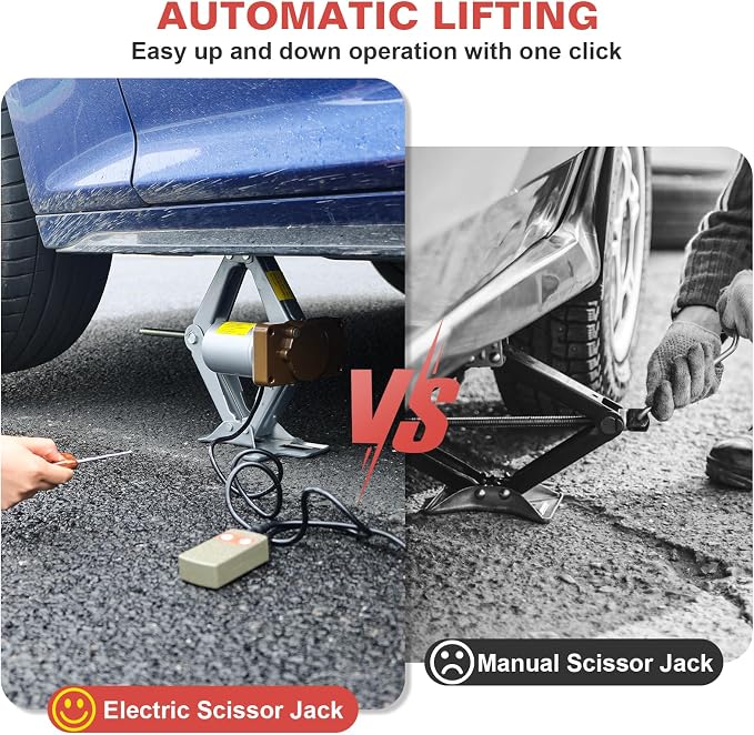 Electric Car Jack 3 Ton Scissor Jack, 12V Electric Portable CarJack, Electric CarJack Kit with Impact Wrench, Scissor Jack for Cars, Electric Floor HydraulicJack for Lifting Cars