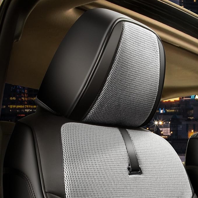 Sport Series Leatherette Front Row Set Seat Covers Universal for Cars Trucks SUV, Grey/Black, CA-SC-Sport-F-GY