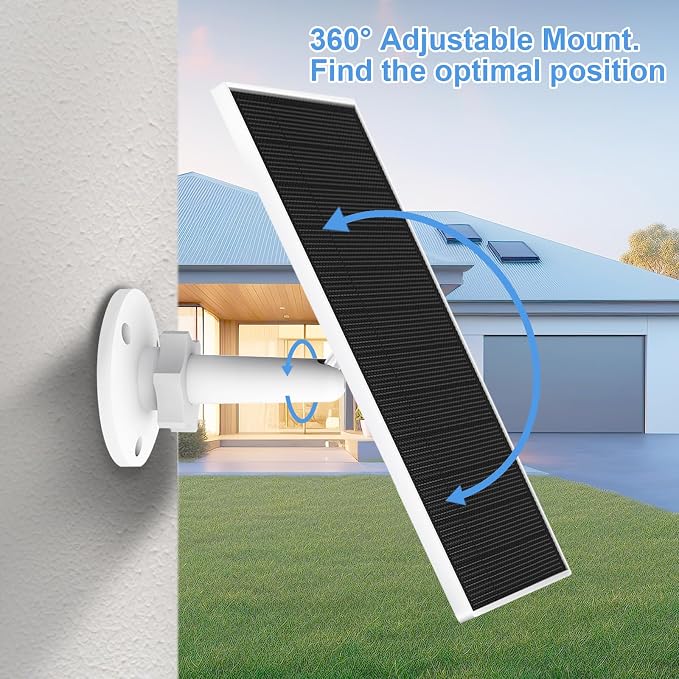 Solar Panel for Eufy Outdoor Camera, 5W Solar Panel Charger Compatible with Eufycam, Continuous Power Supply, 9.8ft Charging Cable, IP65 Waterproof, Adjustable Wall Mount, 3 Pack
