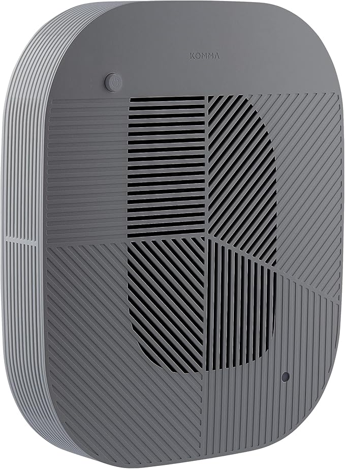 KOMMA Lov Air Purifier for Bedroom, 3.1 inch Slim Wall mount & Stylish Standing type, Hepa Filter Air Cleaner, Remove Fine Dust, Smoke. (LightCharcoal)