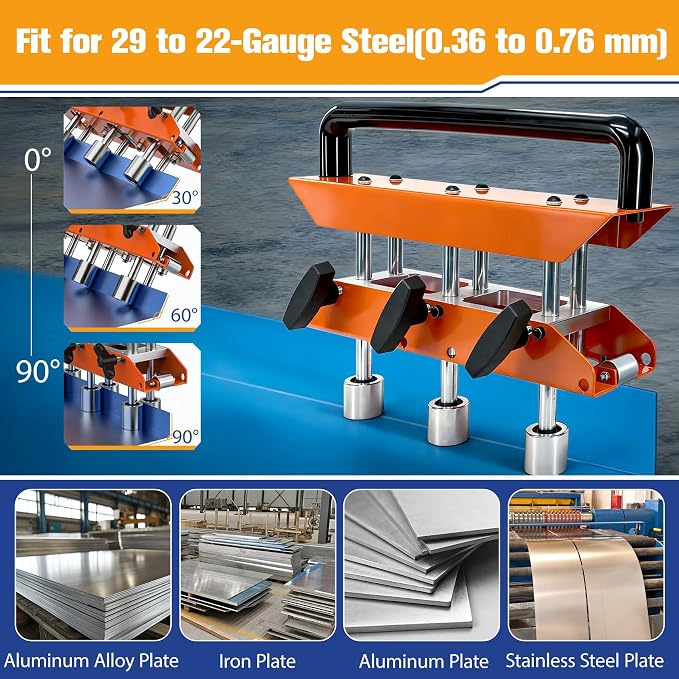 Metal Sheet Rollers,Bending Tools,Dual Station Sheet Roller for 0-90° Bending Range,3 station edge roller for various metal roofing materials ranging from 0.5 to 5 in (13-130 mm)-4Year Warranty