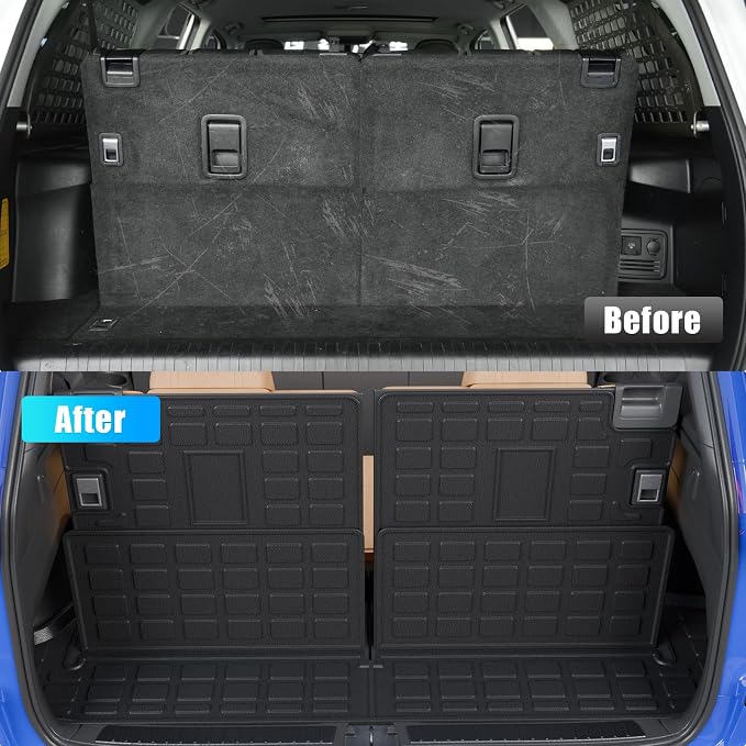 Cargo Mat Compatible with 2010-2024 Toyota 4 Runner 7 Seat Cargo Liner Trunk Mat TPE Back Seat Cover Protector 2023 4Runner Accessories (Fit 7 Seat,Trunk Mat+3rd Row Backrest Mats)
