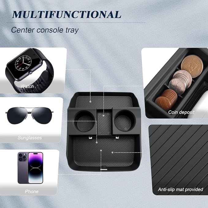 BIBIBO 2Packs for 2026 Hyundai Palisade Center Console Organizer 2026 Hyundai Palisade (SE, SEL, SEL Convenience, SEL Premium, XRT Pro, Limited, Calligraphy)Under Console Insert Tray+Divider Organizer