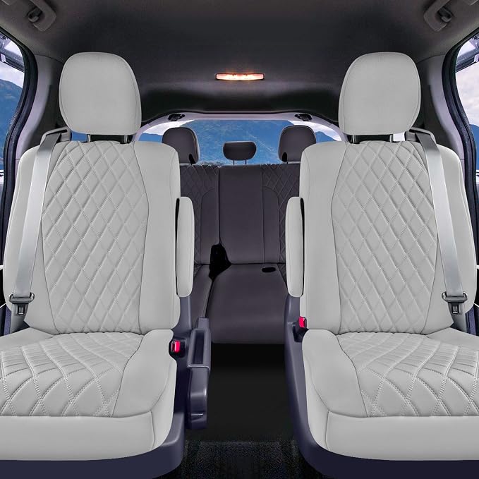 FH Group Custom Fit Car Seat Covers Specifically Made for Toyota Sienna 2021-2024, Solid Gray Ultraflex Neoprene 2nd Row Set Automotive Seat Covers, 7 Seater SUV Seat Covers, Toyota Accessories