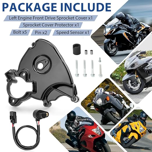 Engine Front Drive Sprocket Cover & Speed Sensor Compatible with Suzuki GSX1300R Hayabusa 1999-2007 11361-24F10 34990-35F00
